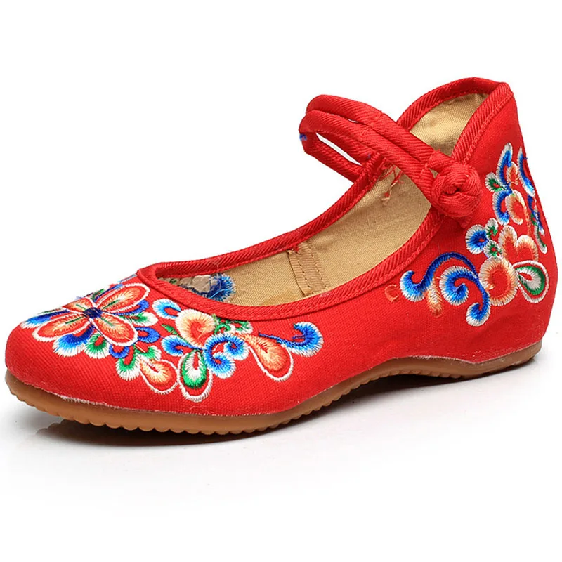 Демисезонный прогулочная обувь для женщин туризм женская вышивка национальный ветер тонкие туфли ткань обувь на плоской подошве zapatos mujer WSH2295 - 1