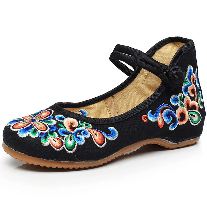 Демисезонный прогулочная обувь для женщин туризм женская вышивка национальный ветер тонкие туфли ткань обувь на плоской подошве zapatos mujer WSH2295 - 3