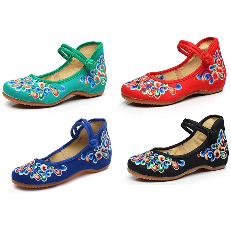 Демисезонный прогулочная обувь для женщин туризм женская вышивка национальный ветер тонкие туфли ткань обувь на плоской подошве zapatos mujer WSH2295 - 5