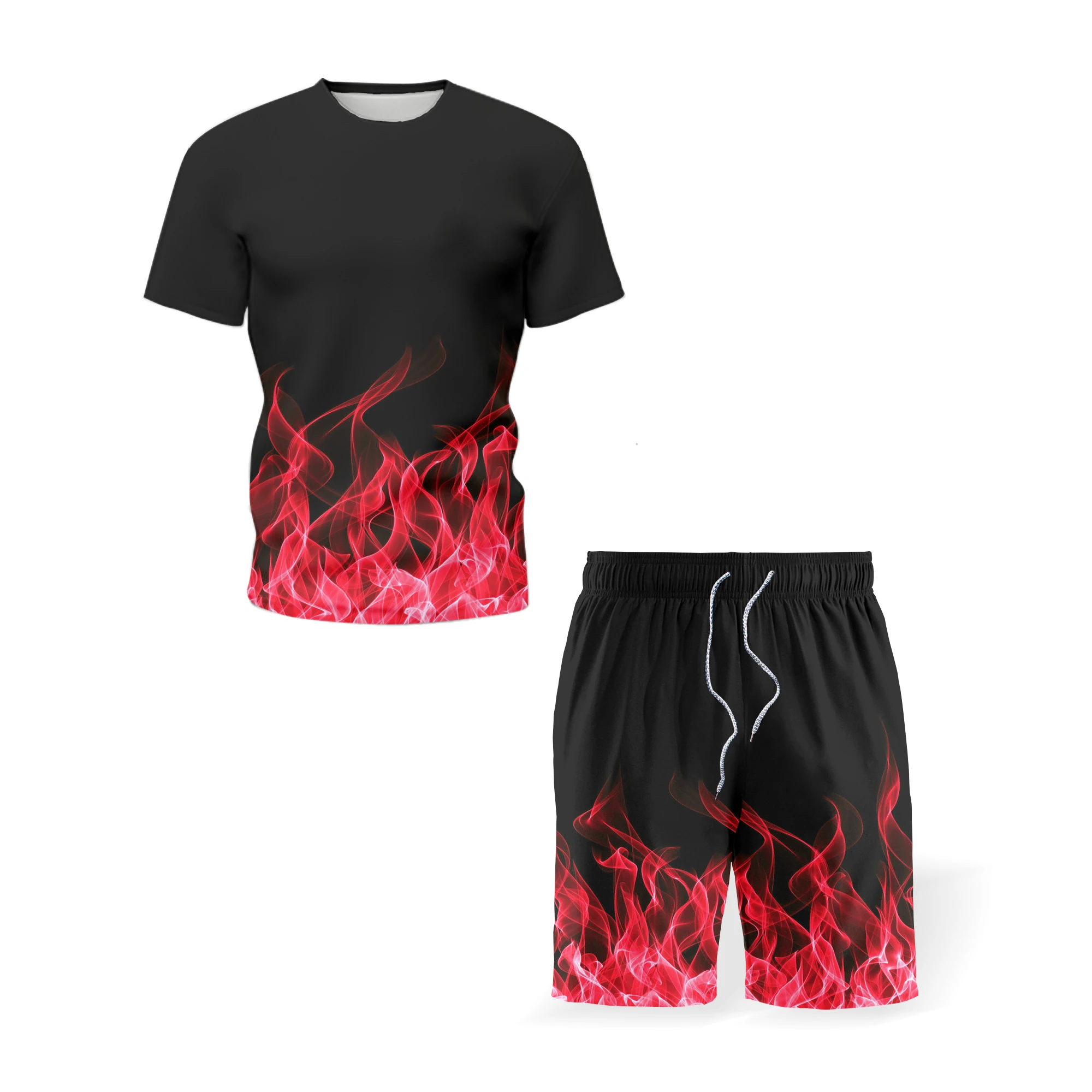 детские комплекты, футболки с 3D-принтом Flame Fire, пляжные шорты, модные купальники, уличная одежда для девочек и мальчиков, Повседневные футболки, Топы, костюмы, одежда - 4