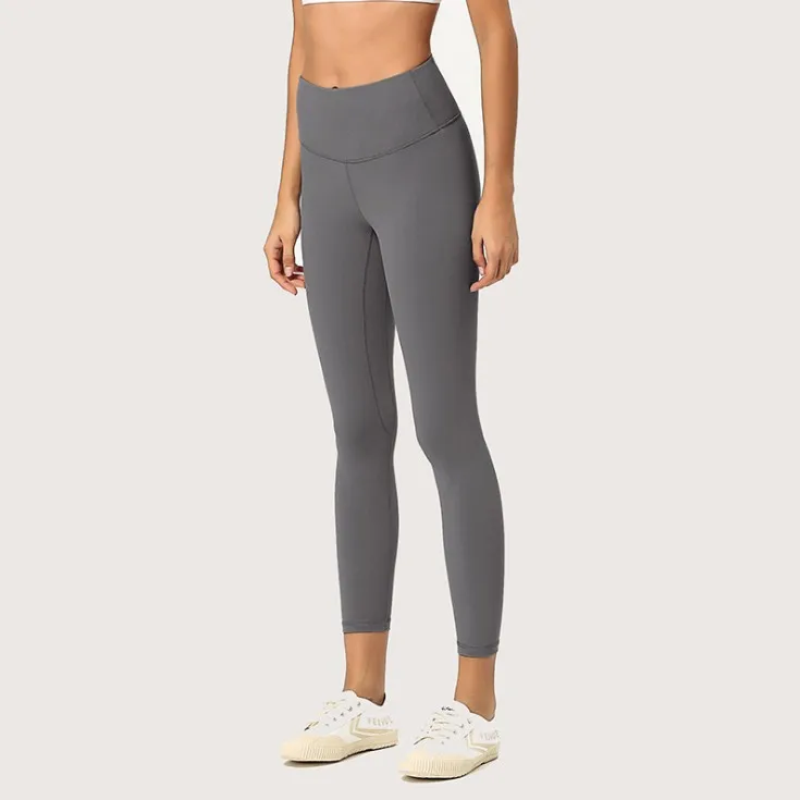 Женские спортивные штаны для фитнеса Lulu Lemon телесного цвета с высокой талией, модные классические эластичные обтягивающие спортивные брюки - 1