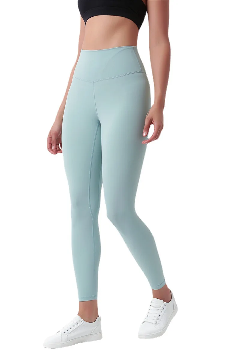 Женские спортивные штаны для фитнеса Lulu Lemon телесного цвета с высокой талией, модные классические эластичные обтягивающие спортивные брюки - 4