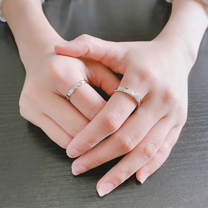 Кольцо для влюбленной пары из стерлингового серебра S925 пробы, пара мужских и женских дизайнерских пар, кольца-колечки, дистанционные подарки на День Святого Валентина - 2