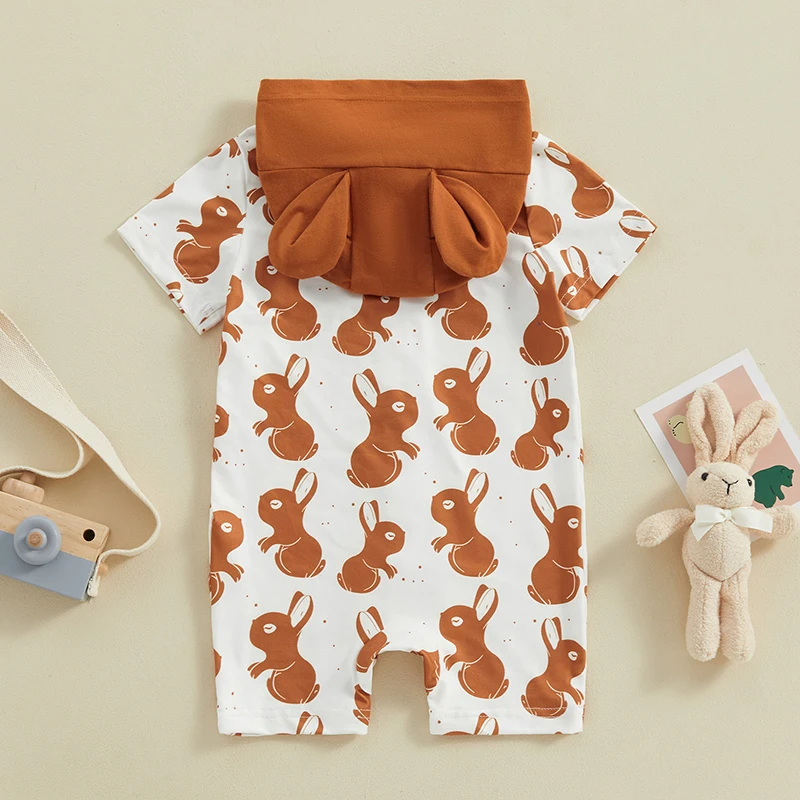 Комбинезон с капюшоном для новорожденных девочек и мальчиков Унисекс, комбинезон с кроликом, Одежда для младенцев, Комбинезон - 0