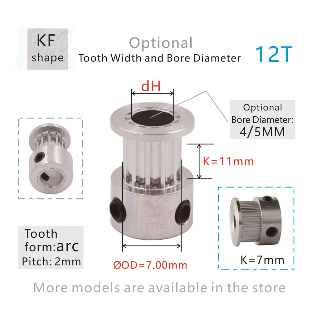Коэффициент уменьшения шкива ГРМ 2GT 1： 5 Для синхронных колес от 12 до 60 зубьев Ширина ремня 15 мм Диаметр от 4 до 15 мм Детали для 3D-принтера - 1