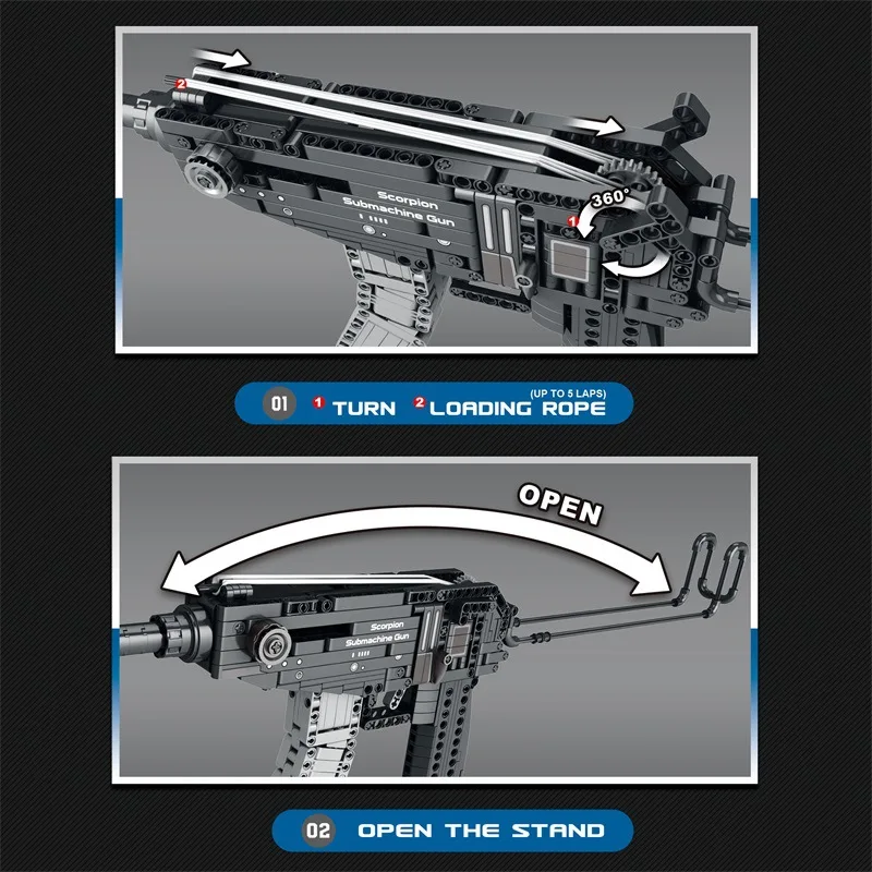Креативная модель пистолета MOC Scorpion Строительные блоки WW2 Военное оружие Серия огнестрельного оружия DIY Кирпичи Игрушки-пистолеты для мальчиков Подарки для взрослых - 4