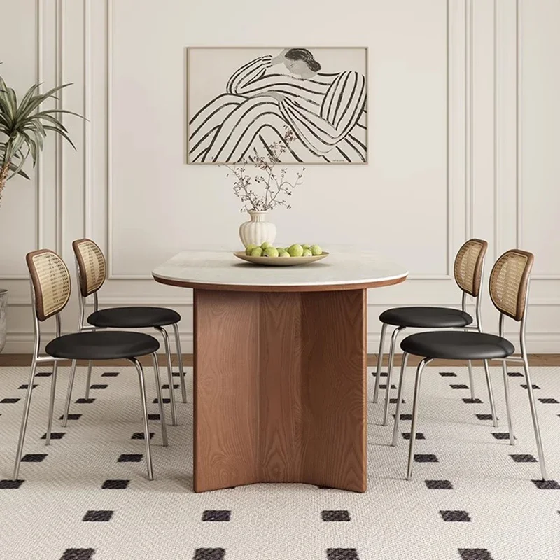 Кухонный передвижной обеденный стол, круглый кофейный столик в ресторане, белая стена в холле, роскошный обеденный стол, мобильная мебель для дома Mesa Comedor - 1