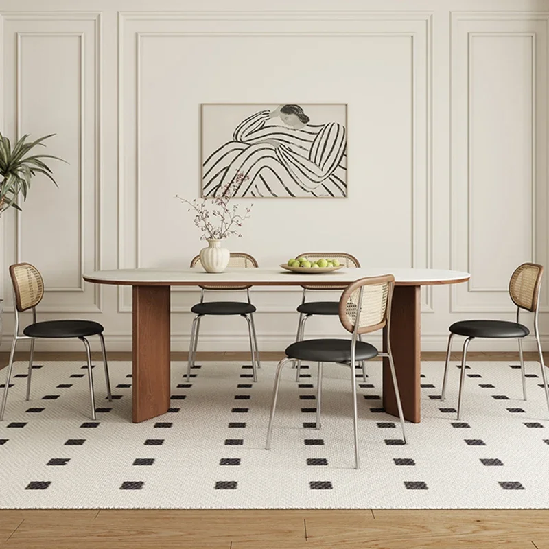 Кухонный передвижной обеденный стол, круглый кофейный столик в ресторане, белая стена в холле, роскошный обеденный стол, мобильная мебель для дома Mesa Comedor - 2