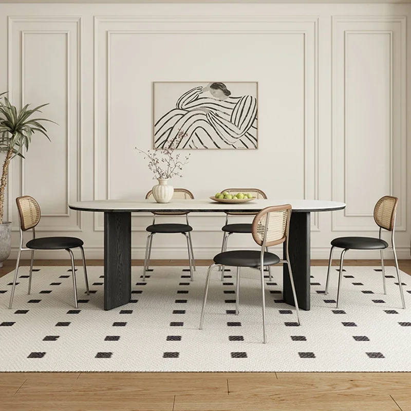 Кухонный передвижной обеденный стол, круглый кофейный столик в ресторане, белая стена в холле, роскошный обеденный стол, мобильная мебель для дома Mesa Comedor - 3