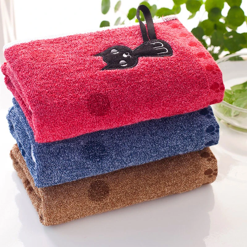 Модное вышитое полотенце для лица из 100% хлопка, Мягкие скатерти, полотенца для ванной с рисунком Кота, впитывающие быстросохнущие - 1
