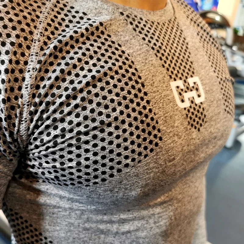 Мужская быстросохнущая спортивная футболка для фитнеса, облегающая мужская компрессионная футболка для спортзала, футболка для бодибилдинга - 3