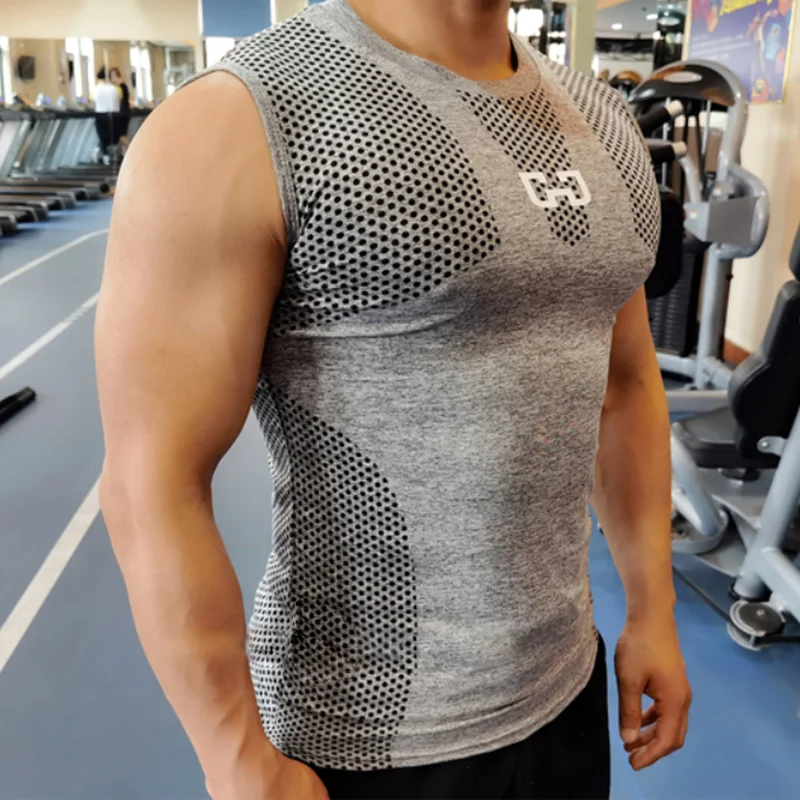 Мужская быстросохнущая спортивная футболка для фитнеса, облегающая мужская компрессионная футболка для спортзала, футболка для бодибилдинга - 4