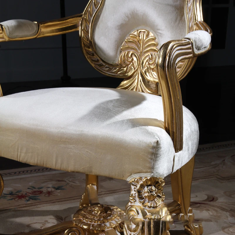 Неоклассическая мебель с резьбой по дереву, кресло в стиле барокко, европейский роскошный обеденный стул с подлокотниками - 2
