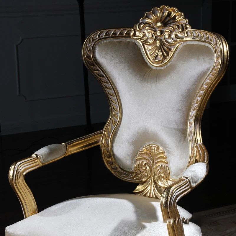 Неоклассическая мебель с резьбой по дереву, кресло в стиле барокко, европейский роскошный обеденный стул с подлокотниками - 3