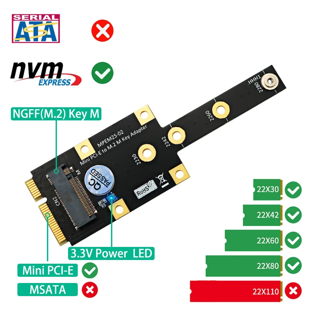 Новая версия M.2 NGFF nvme M-key SSD для Mini PCI-E адаптера - 1