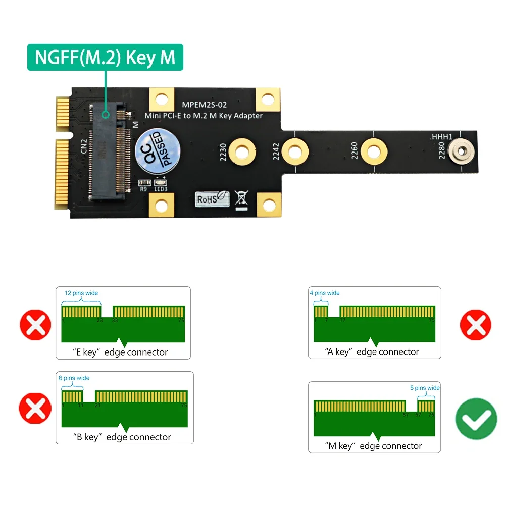 Новая версия M.2 NGFF nvme M-key SSD для Mini PCI-E адаптера - 3