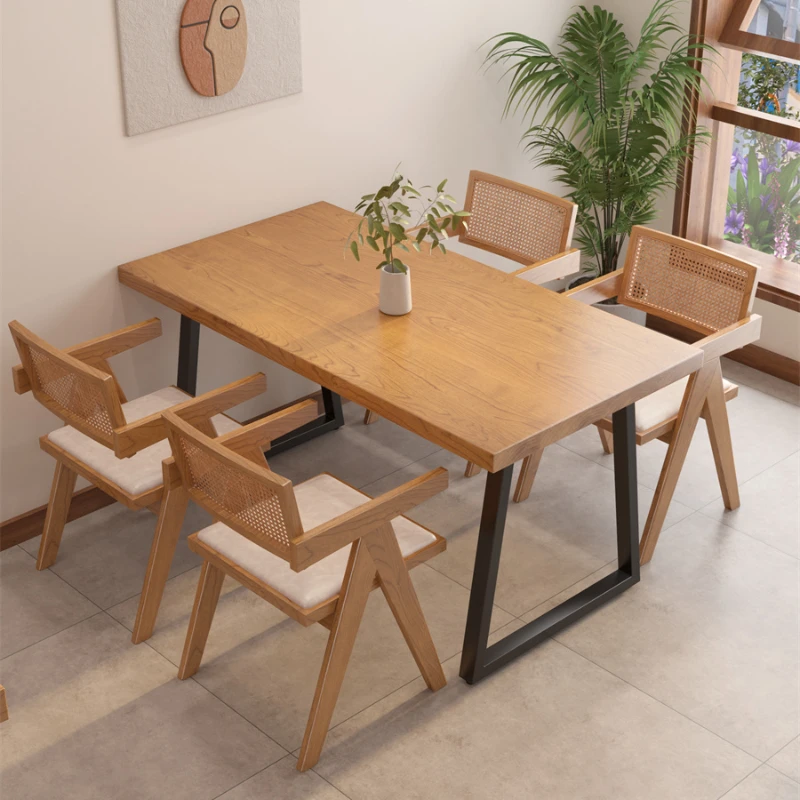 Обеденные столы для ресторана, Прямоугольные, Комбинированные В магазине, Деревянные Обеденные столы на заказ, Комплект мебели Mesa Plegable QF50DT - 0