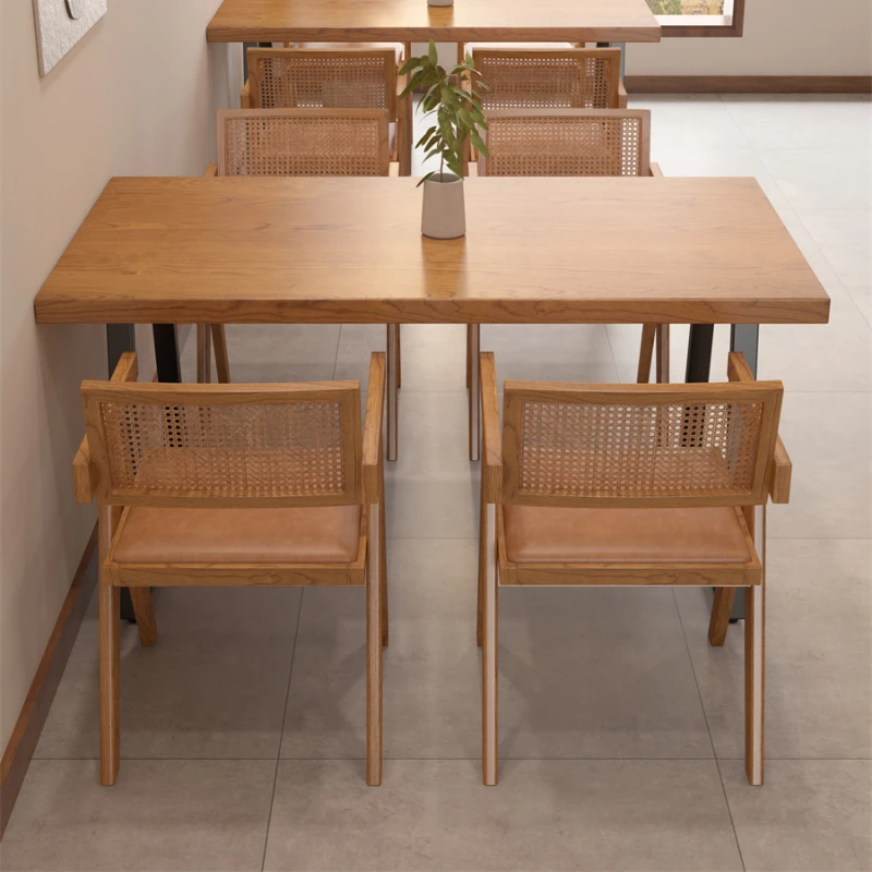 Обеденные столы для ресторана, Прямоугольные, Комбинированные В магазине, Деревянные Обеденные столы на заказ, Комплект мебели Mesa Plegable QF50DT - 1