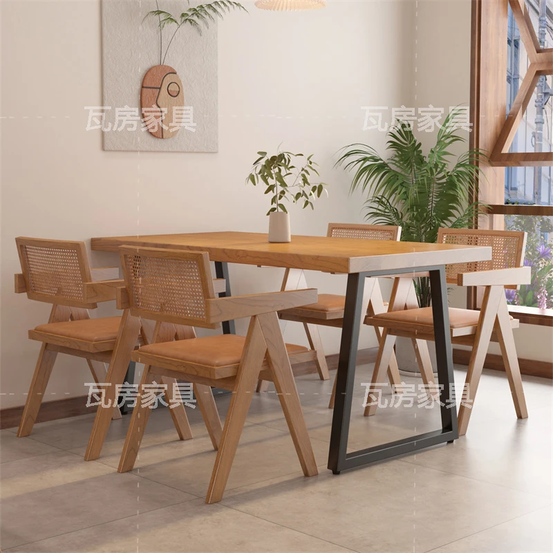 Обеденные столы для ресторана, Прямоугольные, Комбинированные В магазине, Деревянные Обеденные столы на заказ, Комплект мебели Mesa Plegable QF50DT - 3