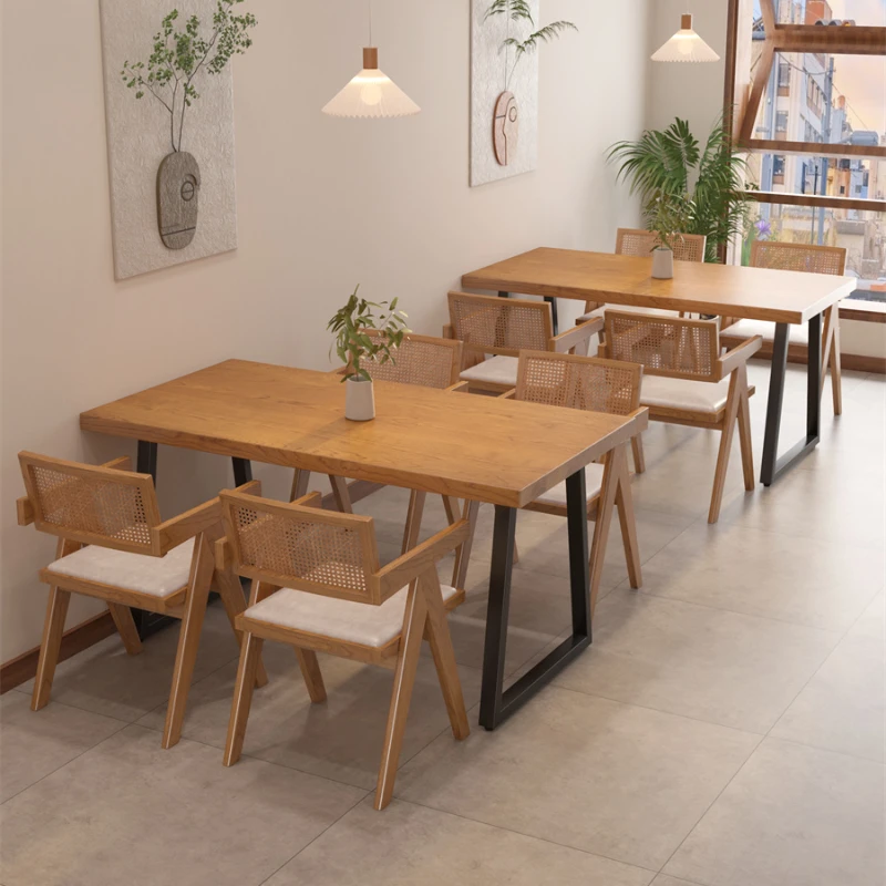 Обеденные столы для ресторана, Прямоугольные, Комбинированные В магазине, Деревянные Обеденные столы на заказ, Комплект мебели Mesa Plegable QF50DT - 4