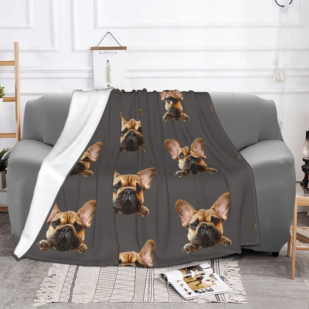 Одеяло для собак French Bulldog Frenchie Cuteness, фланелевое летнее одеяло для щенков, легкие пледы для дома, покрывала для постельных принадлежностей в спальне - 1