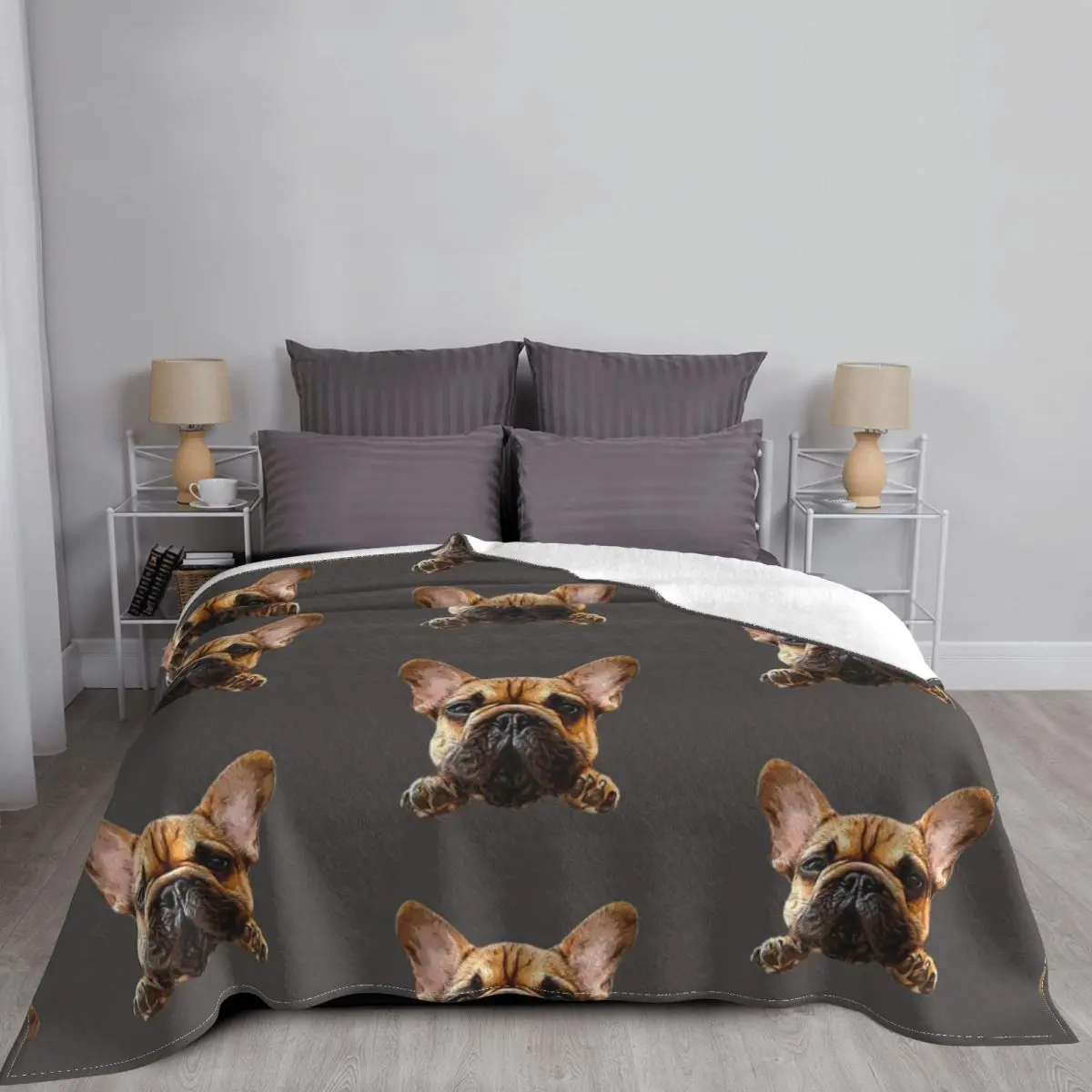 Одеяло для собак French Bulldog Frenchie Cuteness, фланелевое летнее одеяло для щенков, легкие пледы для дома, покрывала для постельных принадлежностей в спальне - 2