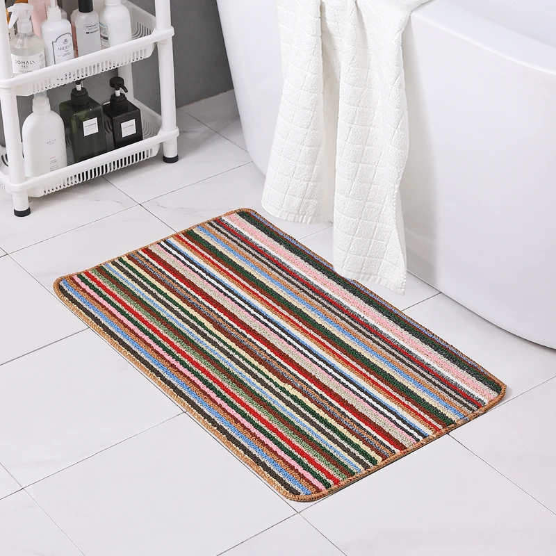 Полосатый коврик для ванной, домашние нескользящие коврики для входа, впитывающие Кухонные коврики для ванной, коврики для душа, удобные мягкие коврики для ванны - 2