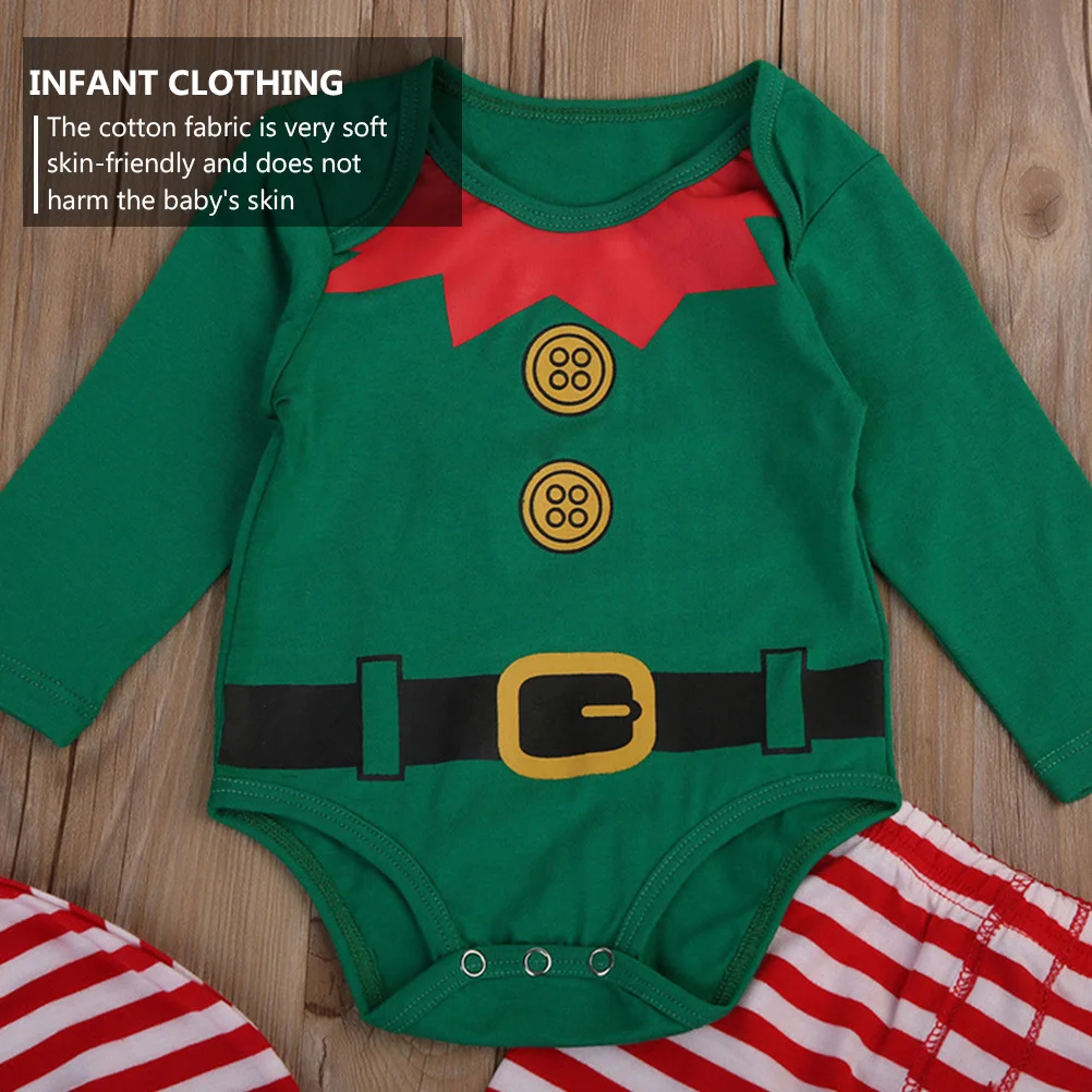 Рождественский комбинезон из 3 предметов для маленьких мальчиков, одежда для новорожденных девочек, костюмы эльфов, боди, хлопковый комбинезон - 5