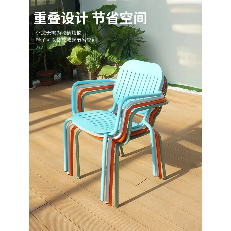 Стулья для отдыха за круглым столом, стулья Хемингуэя из алюминиевого сплава, домашние интернет-знаменитости, модные стулья с цветной спинкой. - 3
