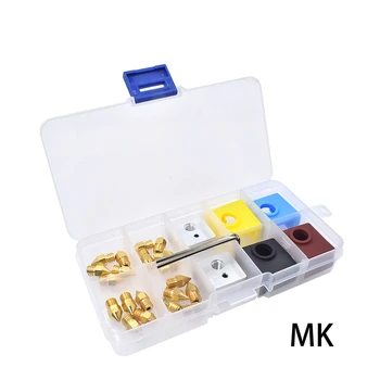 Аксессуары для 3D-принтера MK8 E3D V6 Латунные Сопла 20шт + Нагревательный Блок 2шт + Силиконовая Втулка 4шт + Шестигранный Ключ 2шт Комплектная Коробка