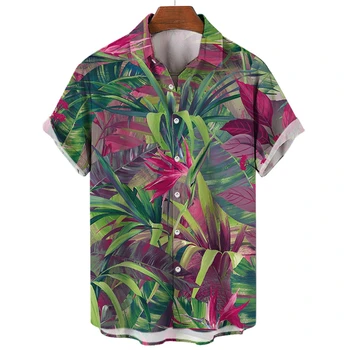 Гавайская рубашка с цветочным рисунком 2024, рубашки с цветочным 3D принтом, мужская женская пляжная блузка, мужские рубашки с отворотом 
