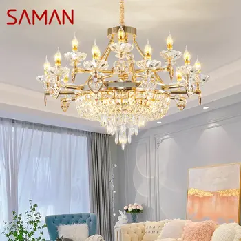 Европейская подвесная люстра SAMAN, простая роскошная хрустальная светодиодная подвесная лампа, современный светильник для домашней гостиной, столовой, спальни