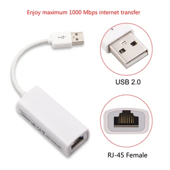 Портативная сетевая карта Ethernet от USB 2.0 до RJ45, Lan USB-адаптер 10/100 Мбит / с для ПК, планшета, ноутбука с Windows 7, 8, 10 XP