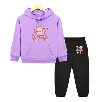 Симпатичные толстовки Axolotl Salute с мультяшными играми, графические свитшоты, одежда Y2k, детский зимний пуловер, куртка для мальчиков, уличная одежда для девочек