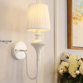 Современные элегантные настенные светильники с абажуром из белой ткани, прикроватные бра с розеткой E14 на 1 свет, светильник для спальни, гостиной