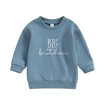 Толстовка для мальчика с буквенным принтом, пуловеры с длинными рукавами, осенние топы для малышей, милая осенняя одежда