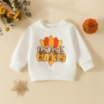 Толстовки Mama s Turkey для маленьких девочек, рубашки в подарок на День Благодарения для малышей, Хлопчатобумажные блузки с длинными рукавами