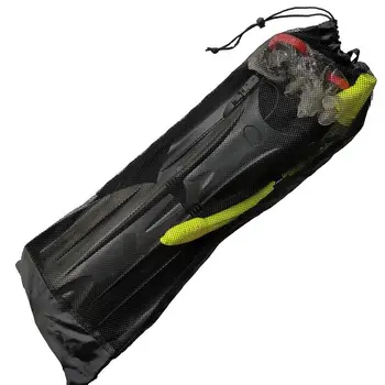 Черная сетчатая сумка на шнурке с длинными ластами для рюкзака для дайвинга 72 *28 см