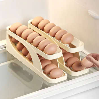 Ящик для хранения яиц, Органайзер для холодильника, Контейнеры для продуктов, Футляр для хранения свежих яиц, держатель лотка, Диспенсер для кухонных ящиков для хранения