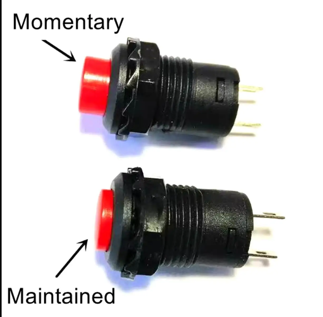 ЛОТ 5 2 контакта SPST Монтажное отверстие 12 мм Сохранено/Мгновенный круглый кнопочный переключатель - 3