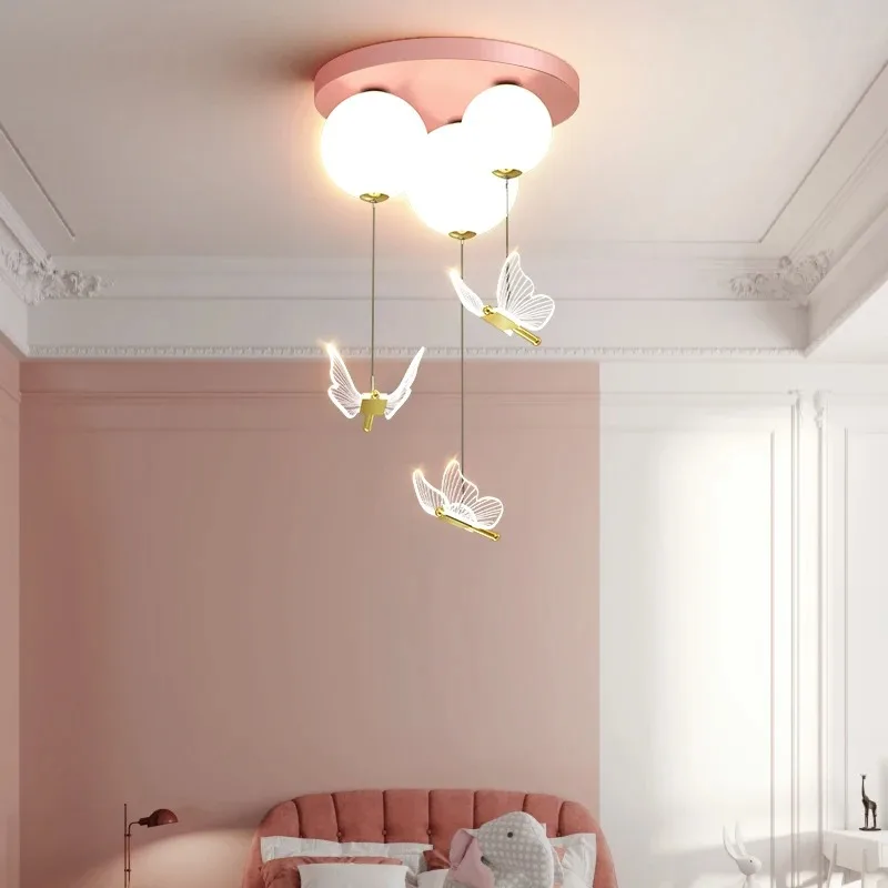 Новые скандинавские детские светильники для спальни planet butterfly подвесные романтические светодиодные потолочные светильники для мальчиков и девочек, декор интерьера комнаты - 1
