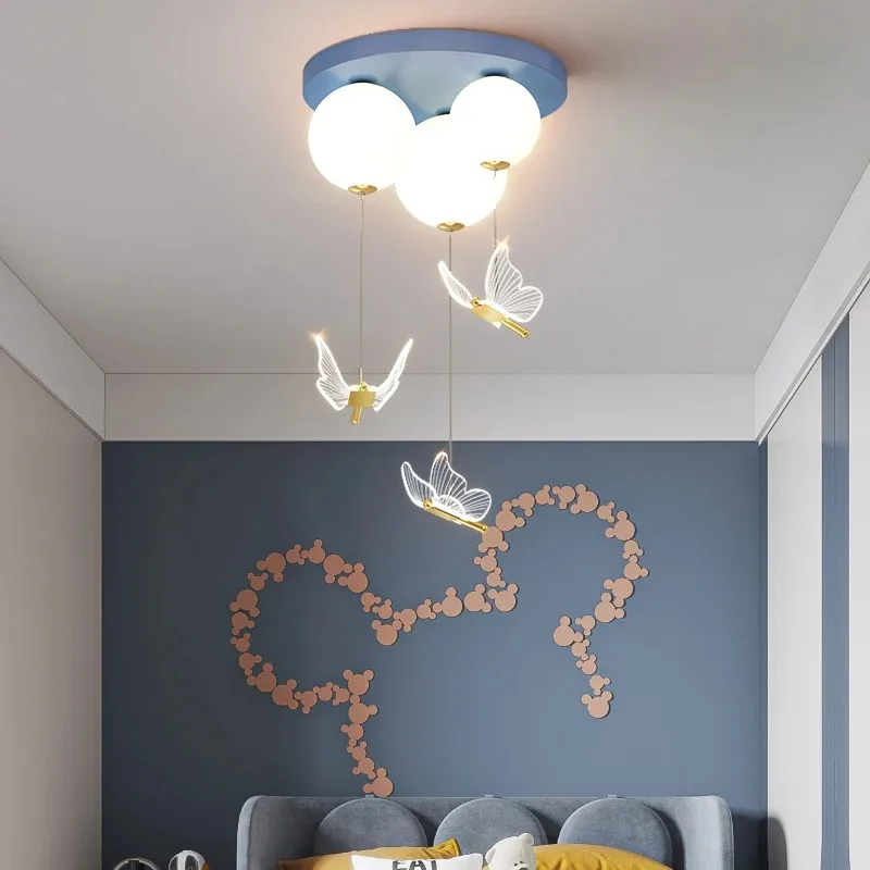 Новые скандинавские детские светильники для спальни planet butterfly подвесные романтические светодиодные потолочные светильники для мальчиков и девочек, декор интерьера комнаты - 2